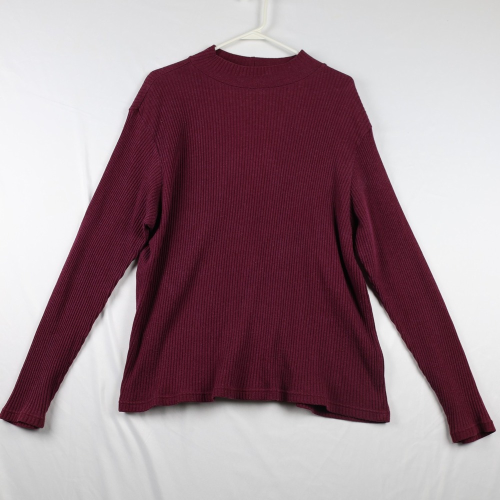 AK America Sweater‎ Womens 2XL 22/24 Purple Ribbed Mock Neck Pullover Knit Top